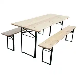 Bierzeltgarnitur klappbar Metall/Nadelholz 70 x 220 cm 3-teilig
