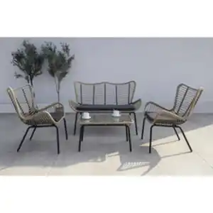acamp® Loungemöbel-Gruppe »KORFU«, schwarz bambus dunkelgrau