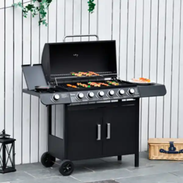 Bild 3 von Outsunny Grill, Grillfläche: 73,5L x 36B cm, schwarz