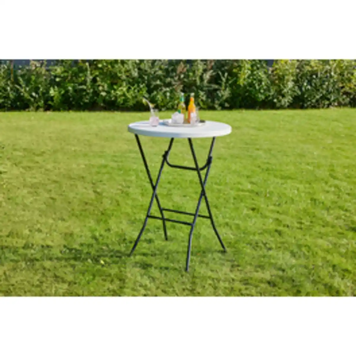 Bild 2 von CASAYA Stehtisch, ØxH: 80 x 110 cm, Stahl/HDPE, weiß/grau