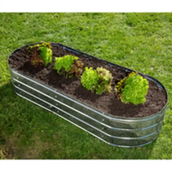 Bild 3 von Oval Hochbeet aus Stahl, ca. 150 x 60 x 30 cm - Silber