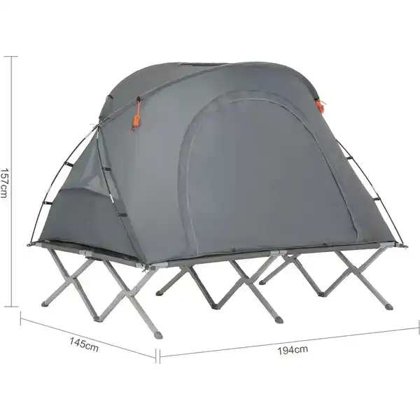 Bild 2 von SoBuy 4in1-Zelt mit Campingliege für 2 Personen Metall Oxford-Nylon Grau OGS60-L-HG