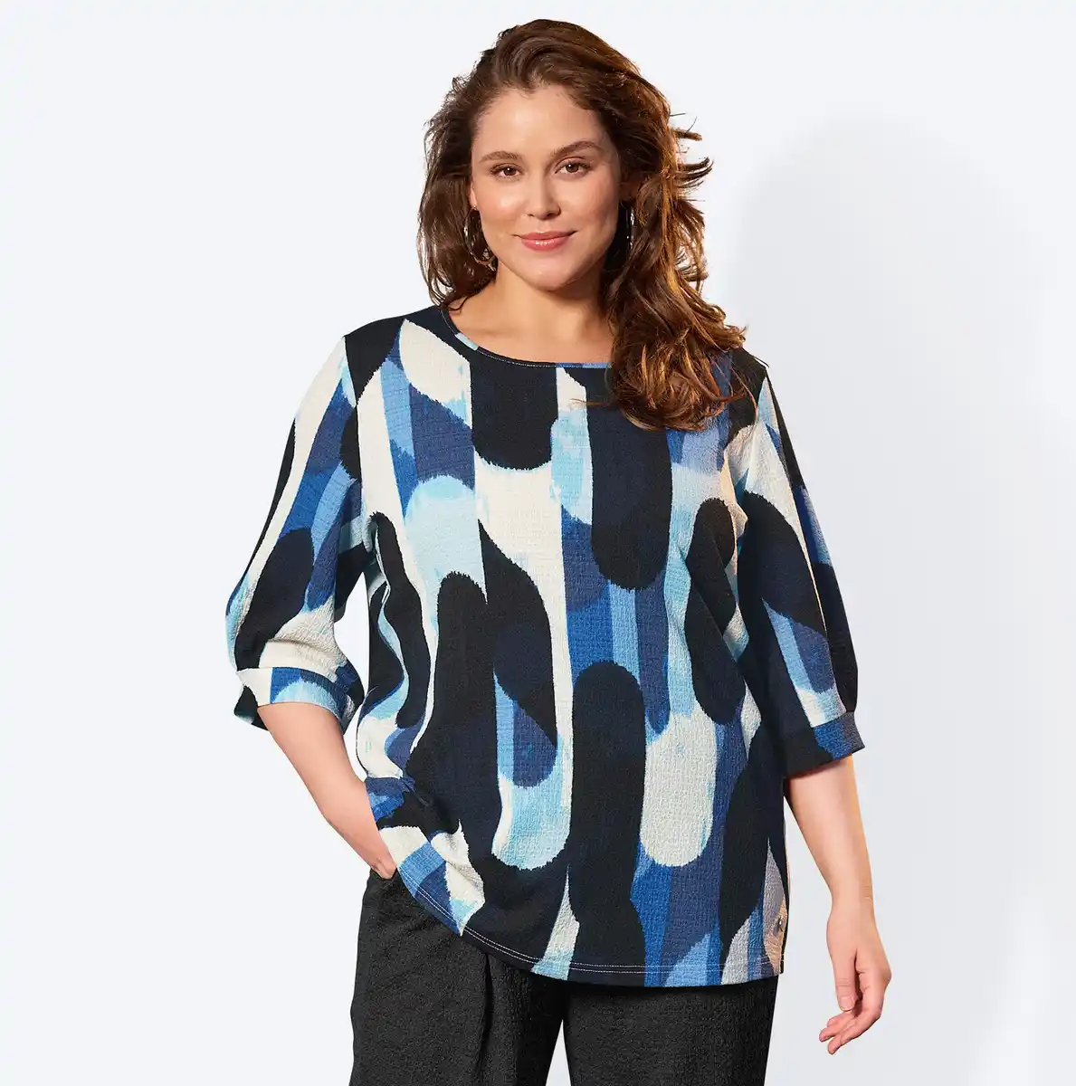 Bild 1 von Damen-Langarmshirt mit Allover-Print, große Größen