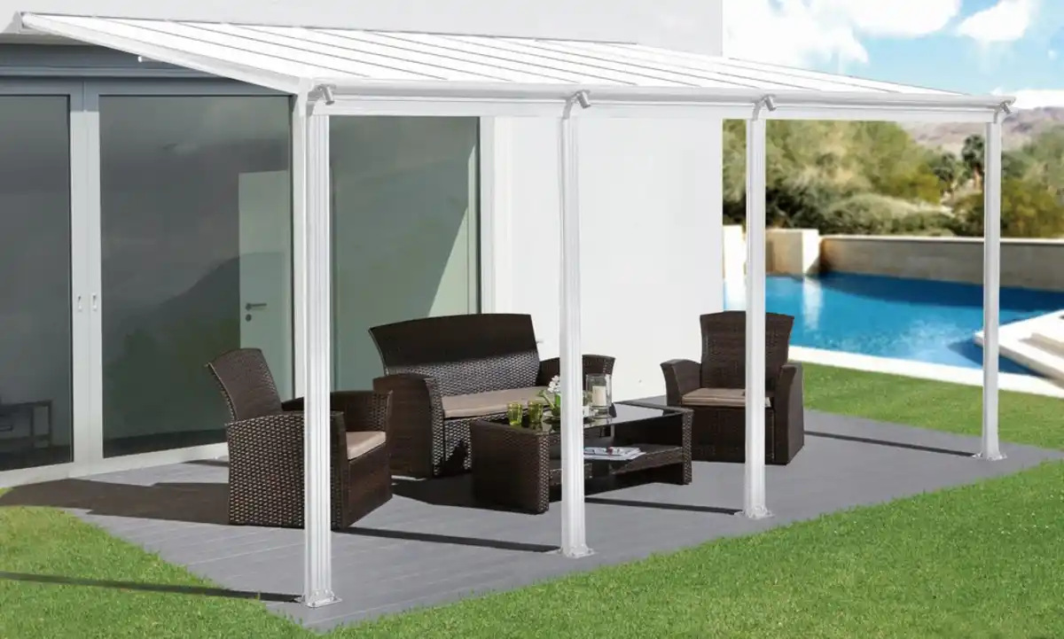 Bild 4 von Terrassendach/Veranda, aus pulverbeschichtete Aluminium ca. 618 x 303 x 258 cm - Weiß