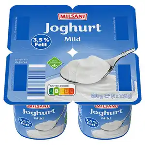 MILSANI Joghurt 3,5 % Fett 4 x 150 g, milder Naturjoghurt