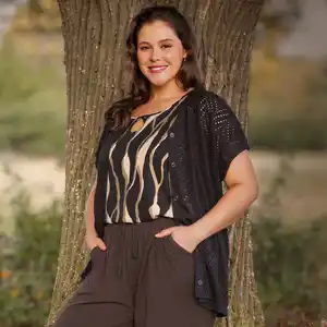 Damen-Cardigan mit Lochstruktur, große Größen