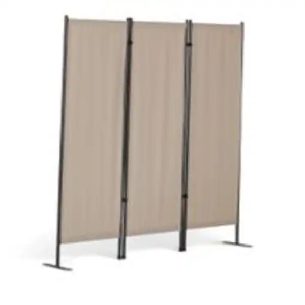Bild 3 von 3tlg. Paravent Stellwand aus Polyester, ca. 150 x 156 cm - Natur