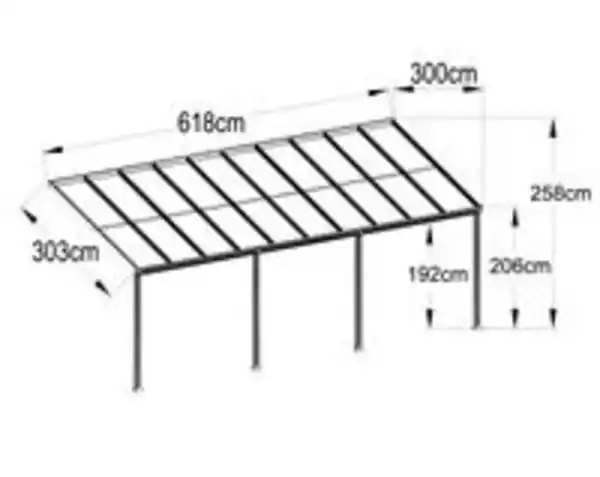Bild 3 von Terrassendach/Veranda, aus pulverbeschichtete Aluminium ca. 618 x 303 x 258 cm - Weiß