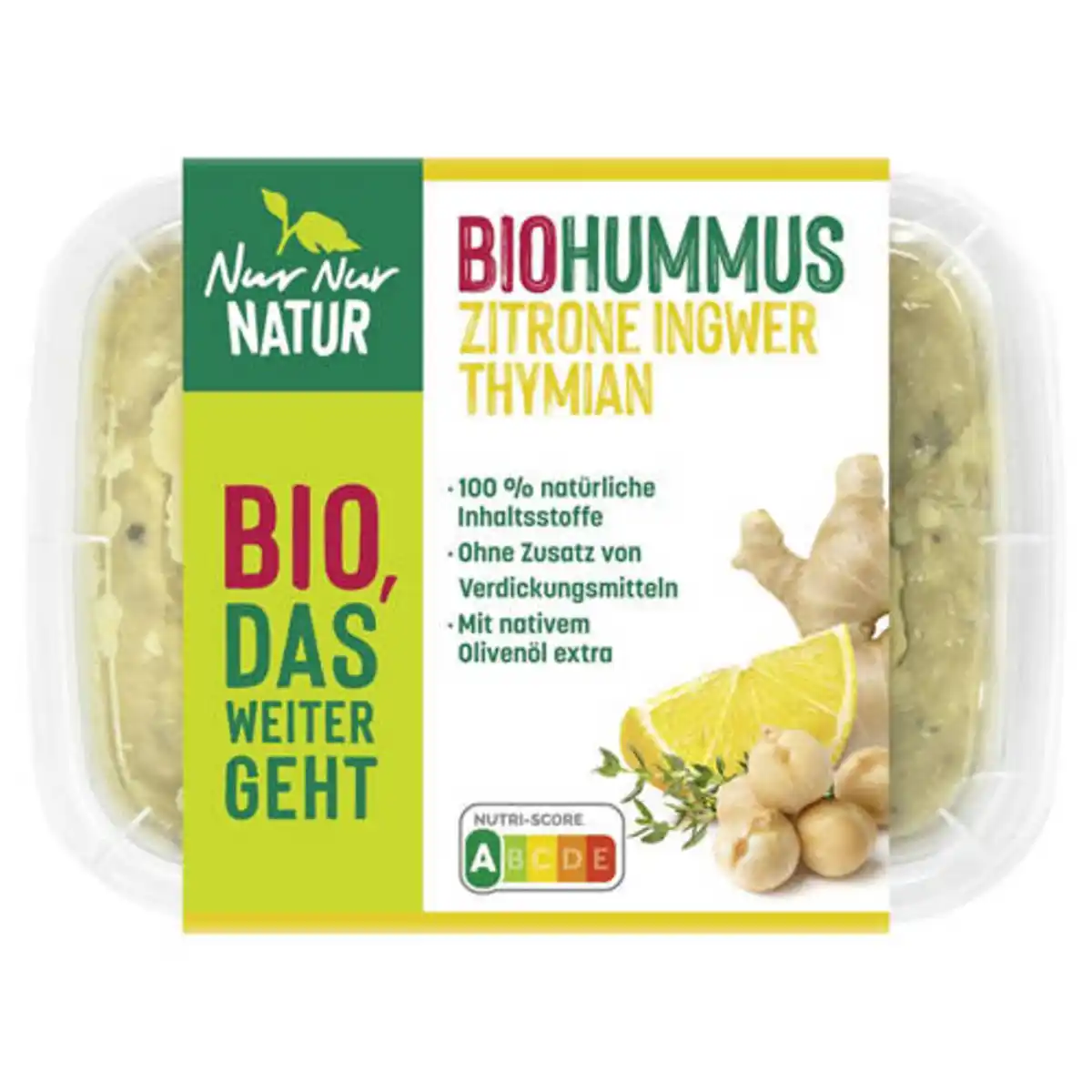 Bild 1 von NUR NUR NATUR Bio-Hummus 150 g, Ingwer-Zitrone-Thymian