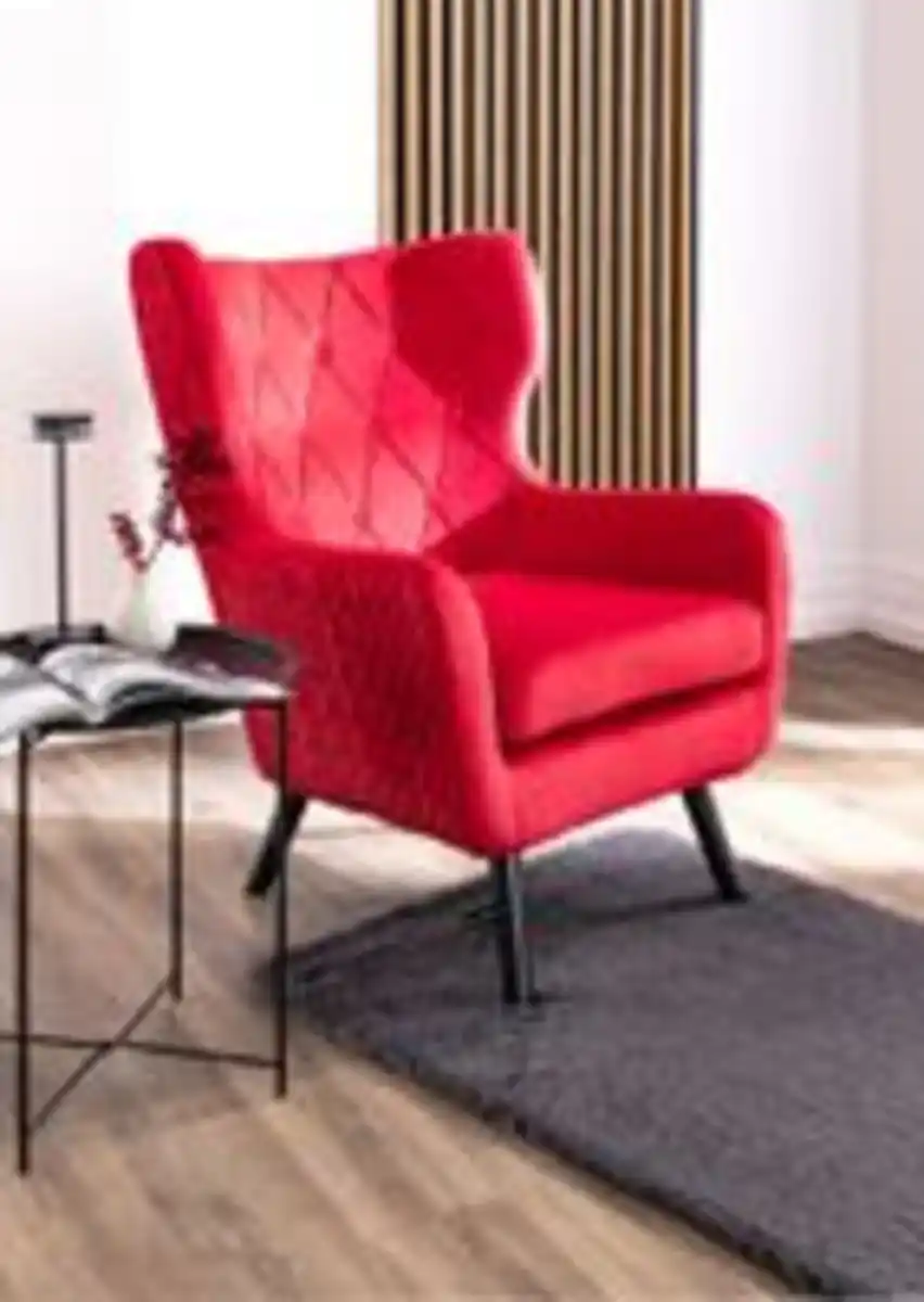 Bild 2 von XXL Sessel Ohrensessel mit Samtbezug, ca. 100 cm x 85 cm x 75 cm - Rot