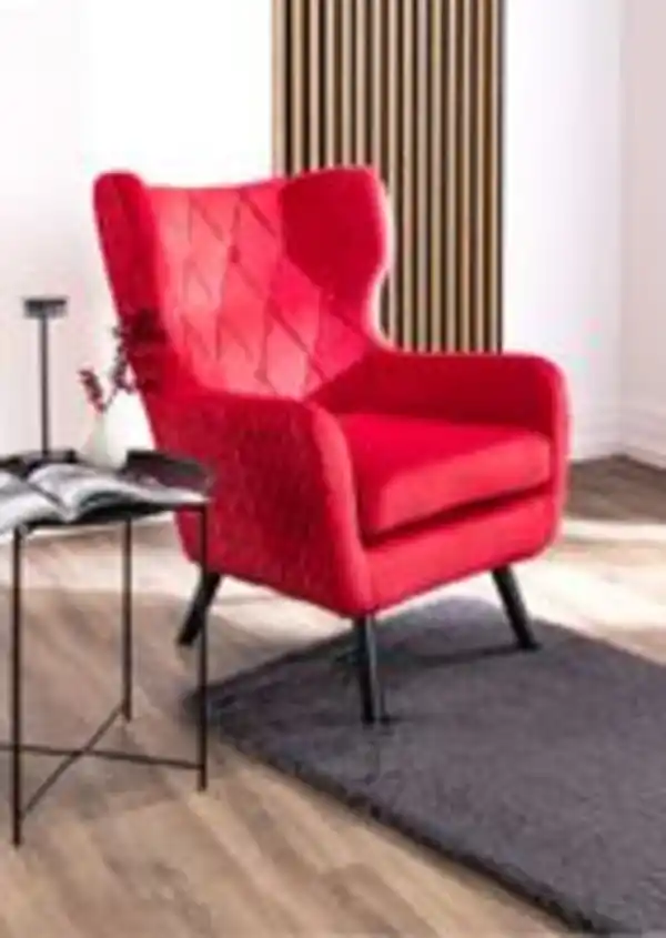Bild 2 von XXL Sessel Ohrensessel mit Samtbezug, ca. 100 cm x 85 cm x 75 cm - Rot