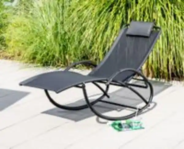 Bild 2 von Garten-Schwungliege mit 4-fach Verstellung, ca. 177-143 x 63 x 64-106 cm – Schwarz
