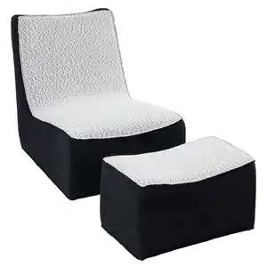 2tlg. Tatami-Sessel mit Hocker -Schwarz/Weiß