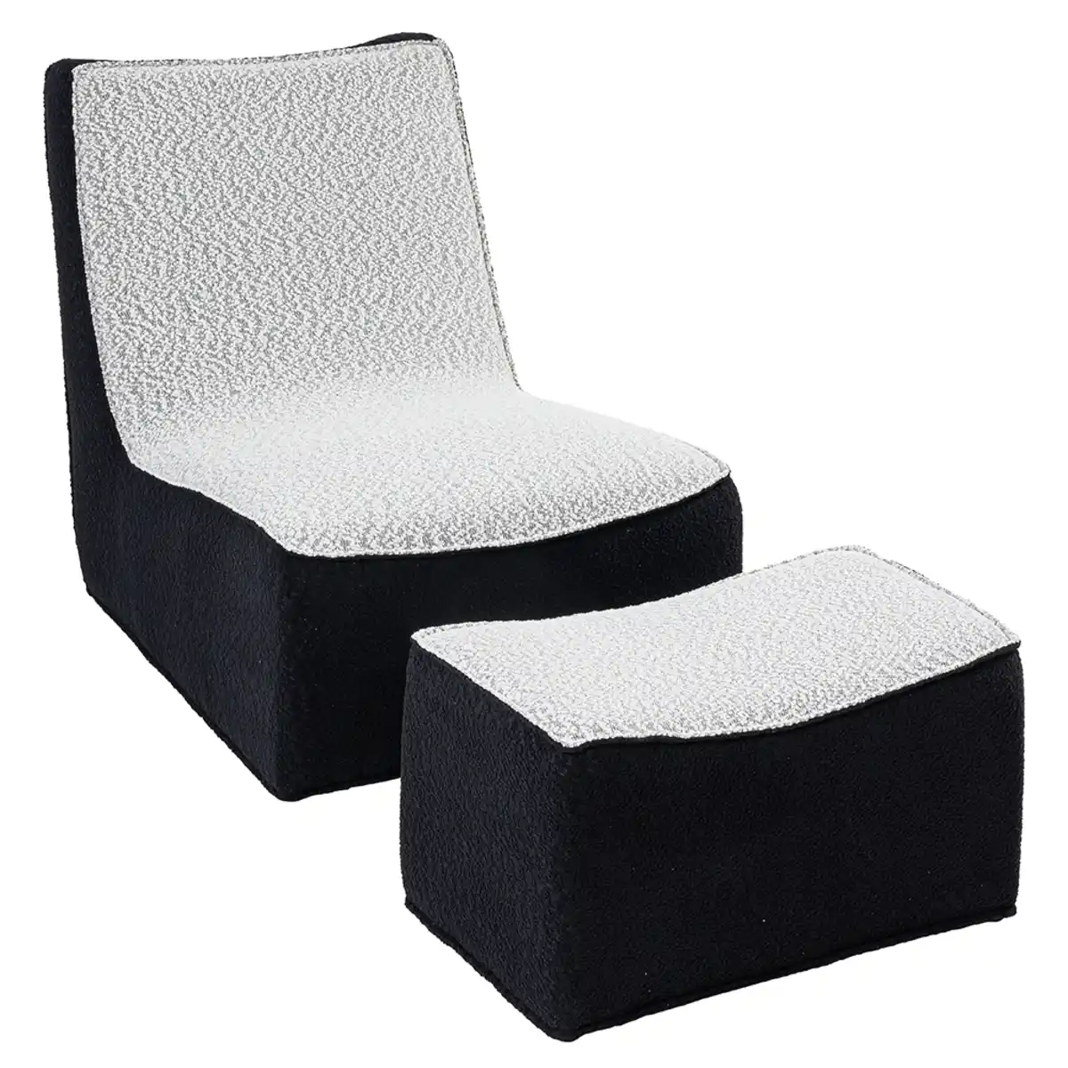 Bild 1 von 2tlg. Tatami-Sessel mit Hocker -Schwarz/Weiß