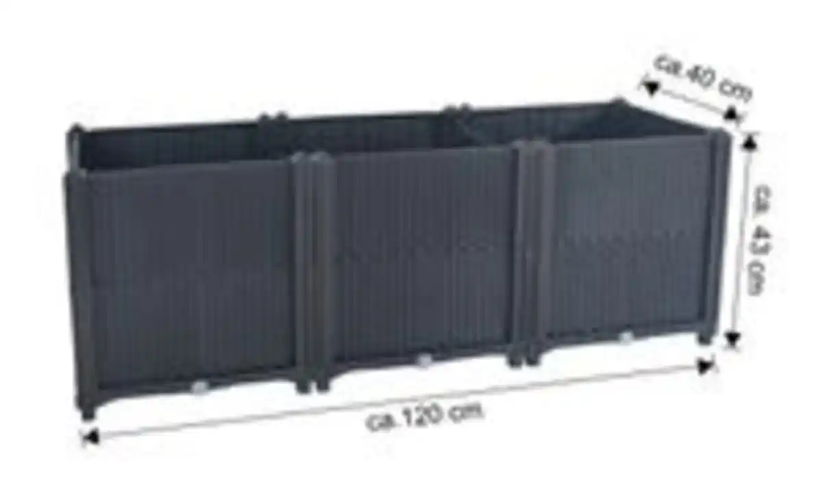 Bild 4 von Pflanzkasten aus Polypropylen, ca. 120 x 40 x 43 cm - Schwarz