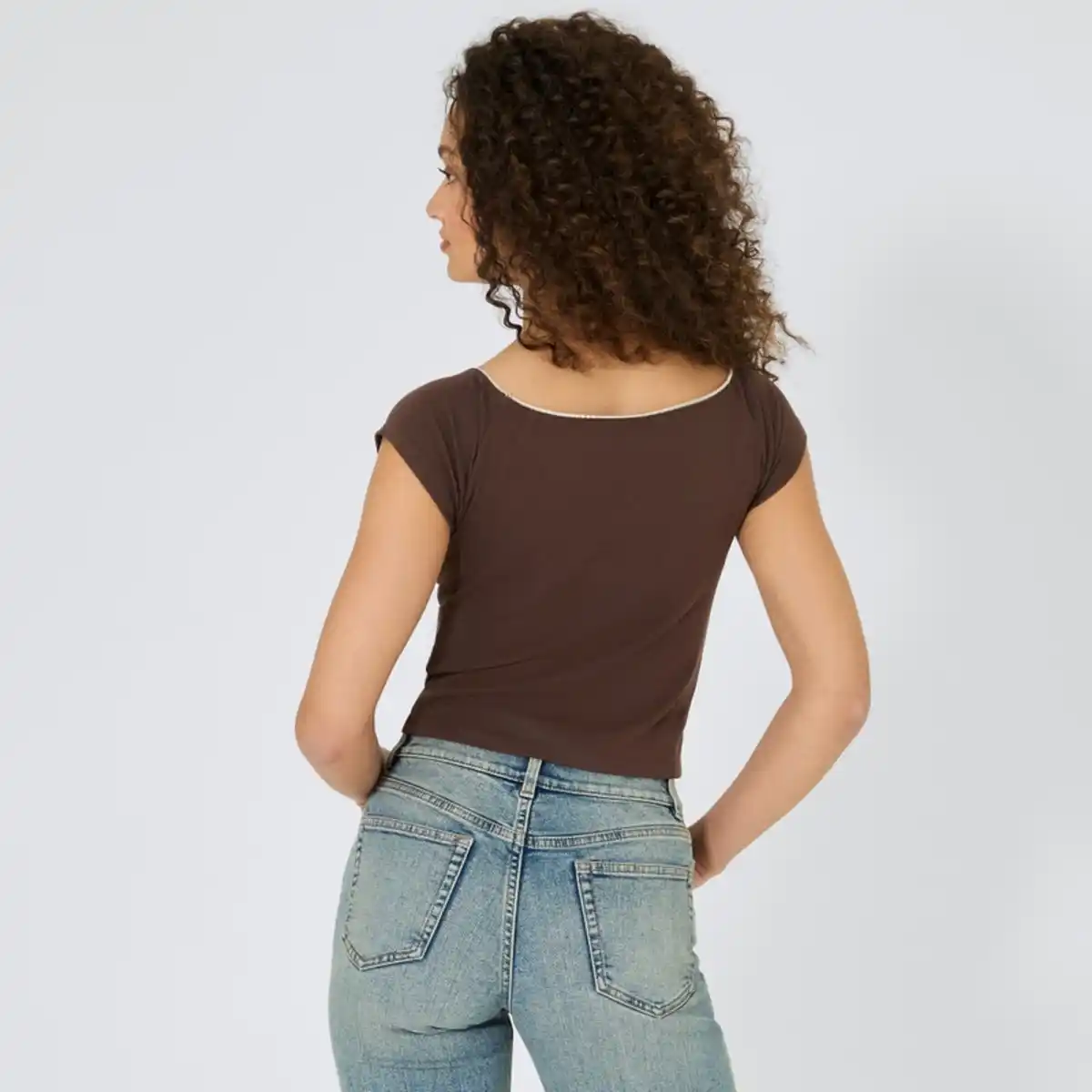 Bild 4 von Damen-T-Shirt mit Spitzenkante