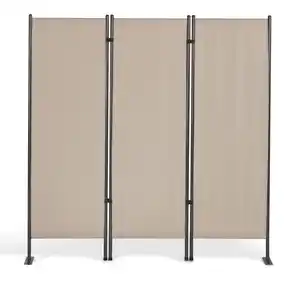 3tlg. Paravent Stellwand aus Polyester, ca. 150 x 156 cm - Natur