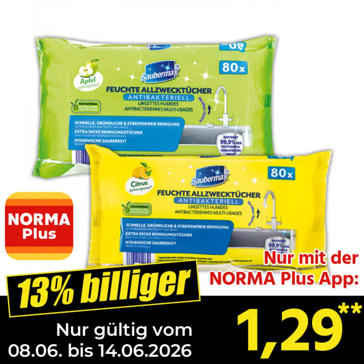 Bild 1 von Saubermax Feuchte Allzwecktücher