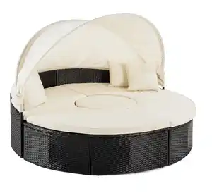 Outdoor Sonneninsel mit Sonnenschutz, inkl. Auflagen, Polyrattan
