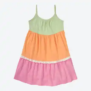 Kinder-Mädchen-Kleid mit Kontrasteinsatz