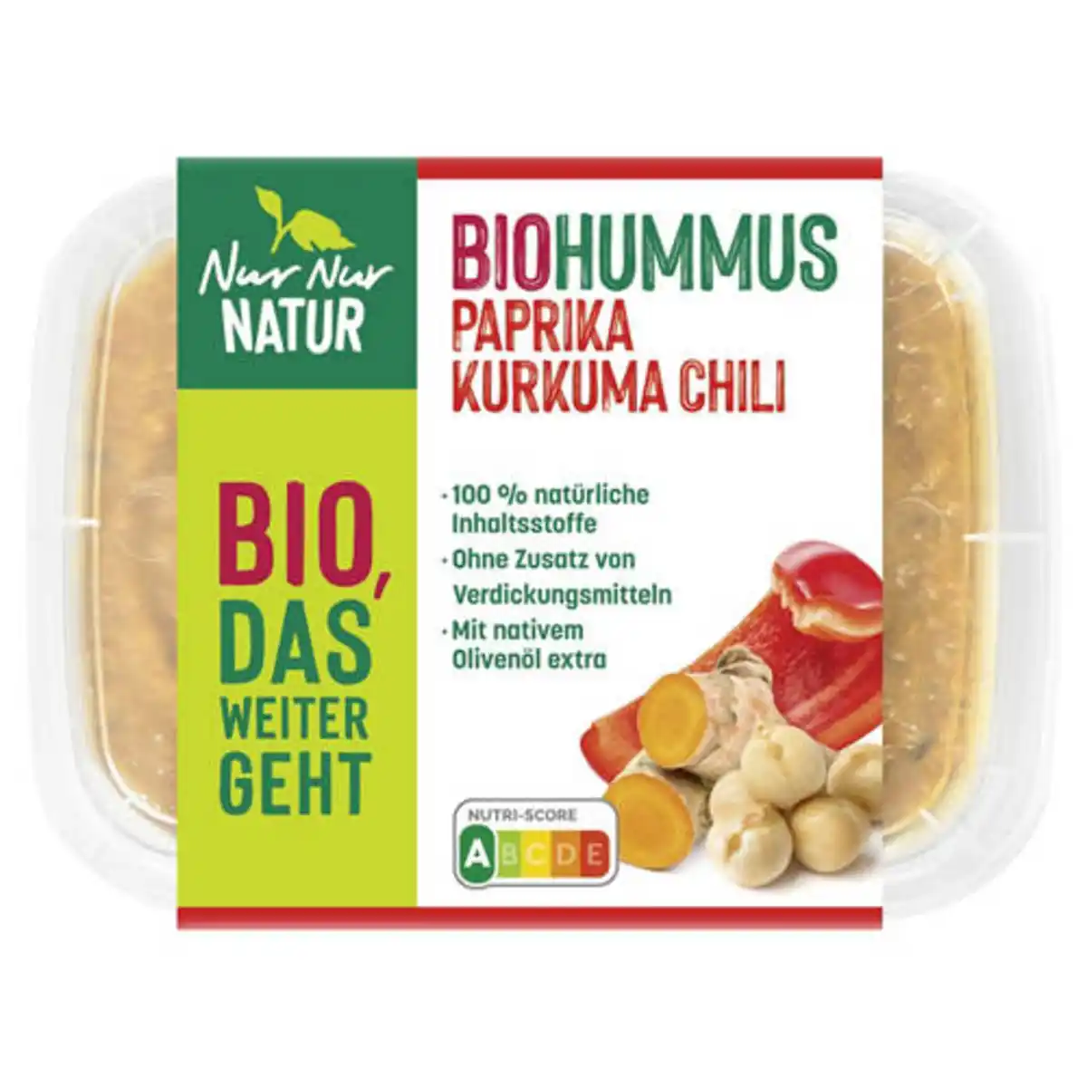 Bild 1 von NUR NUR NATUR Bio-Hummus 150 g, Paprika-Kurkuma