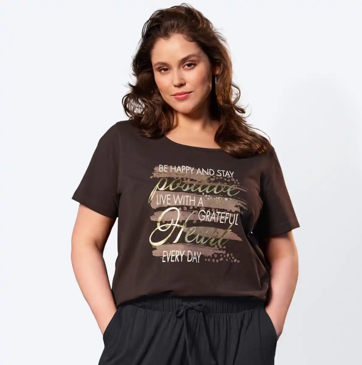 Bild 4 von Damen-T-Shirt mit Frontaufdruck, große Größen