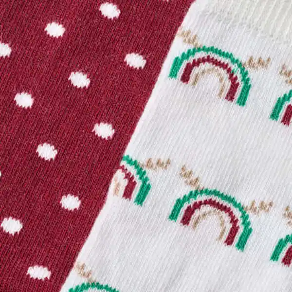 Bild 3 von ALANA Socken mit Weihnachts-Regenbogen- & Punkte-Muster, weiß + rot, Gr. 23/26, 2 St