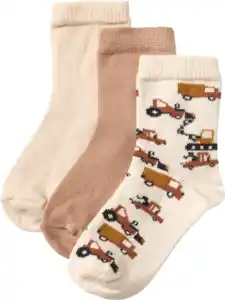 ALANA Socken mit Baustellen-Muster, beige + braun, Gr. 19/22, 3 St