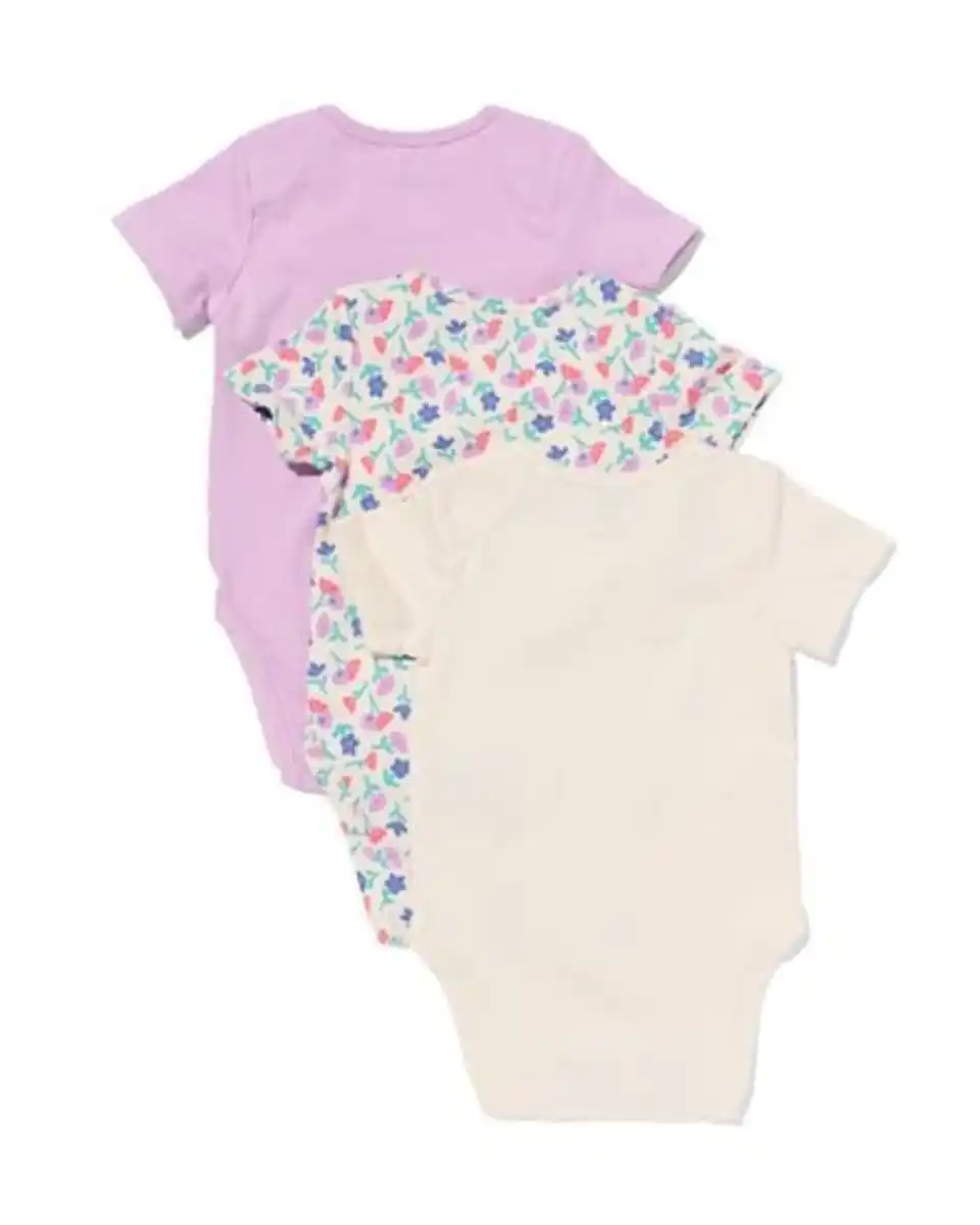 Bild 4 von Mitwachsende Baby-Strampler mit Blumen – 3 Stück rosa