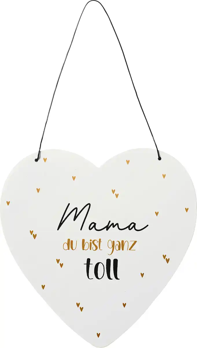 Bild 1 von BOLTZE Metallherz mit Spruch "Mama du bist ganz toll", weiß/gold/schwarz, 1 St