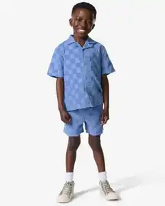 Kindershorts, normale Passform, Frottee, kariert blau