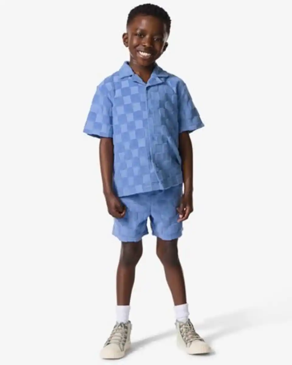 Bild 1 von Kindershorts, normale Passform, Frottee, kariert blau