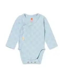 Mitwachsender Newborn-Wickelstrampler, gerippt, kariert hellblau