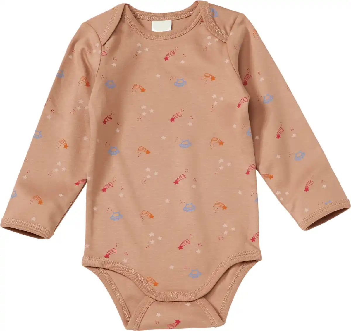 Bild 1 von ALANA Body Langarm mit Weltall-Muster, braun, Gr. 74/80, 1 St