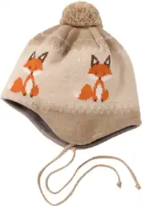ALANA Mütze aus Strick mit Fuchs-Muster, beige, Gr. 46/47, 1 St