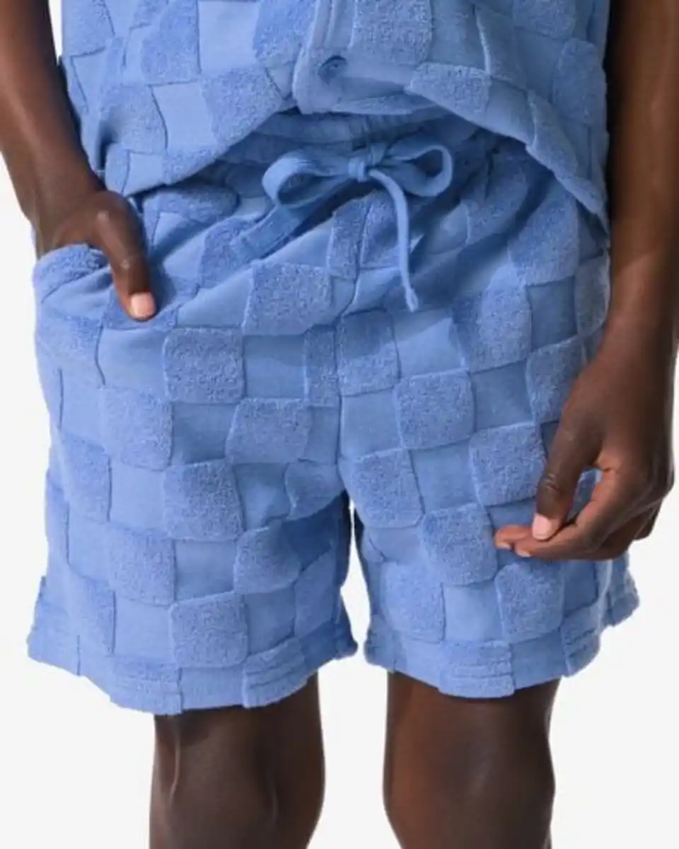 Bild 4 von Kindershorts, normale Passform, Frottee, kariert blau