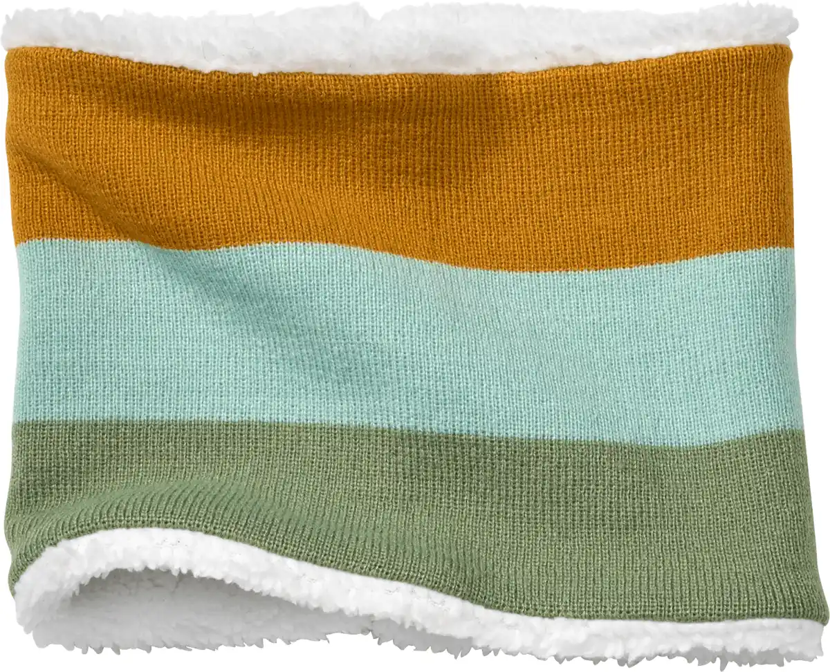 Bild 1 von PUSBLU Loop Schal aus Strick mit Teddyfutter, grün & gelb, 1 St