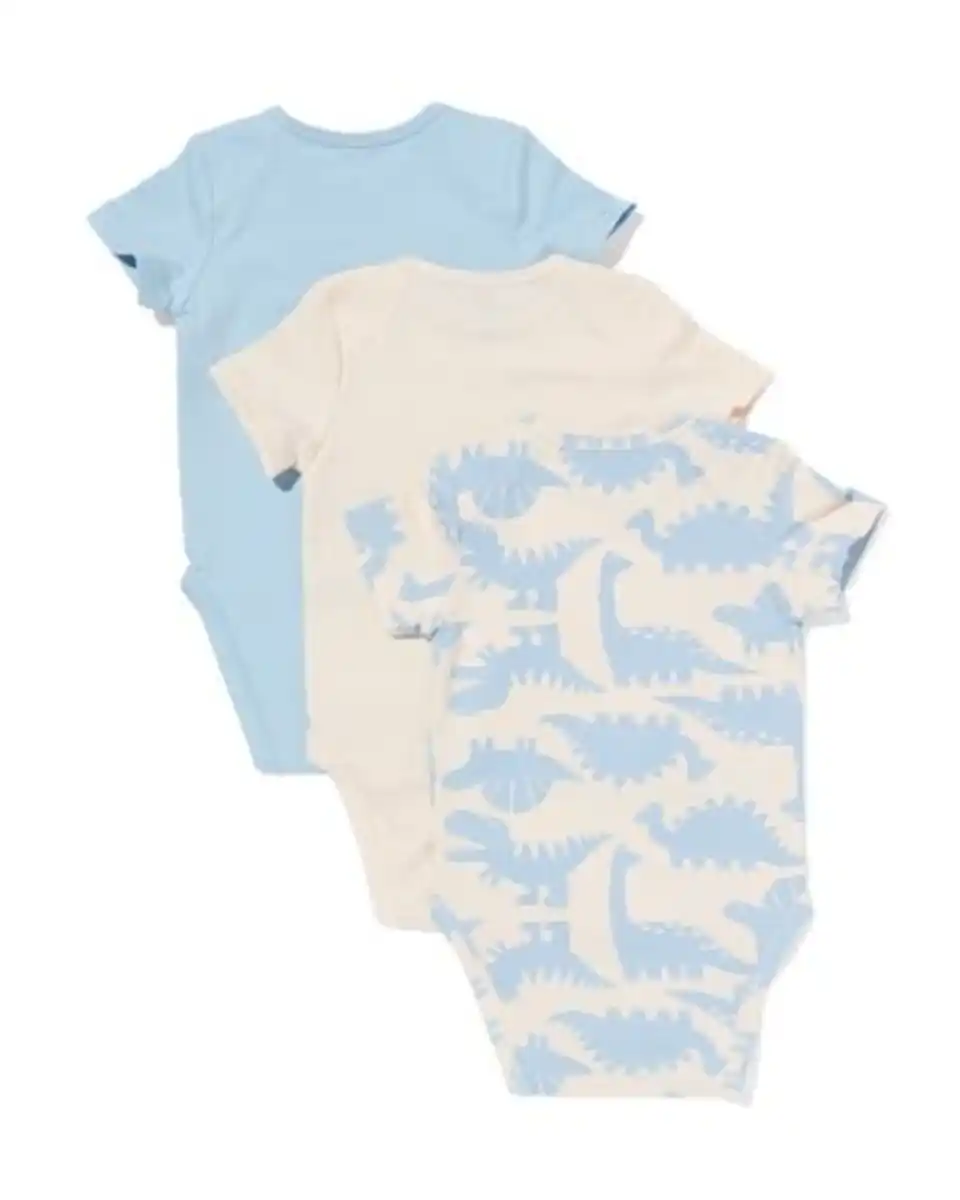 Bild 4 von Mitwachsende Baby-Strampler mit Tieren – 3 Stück blau