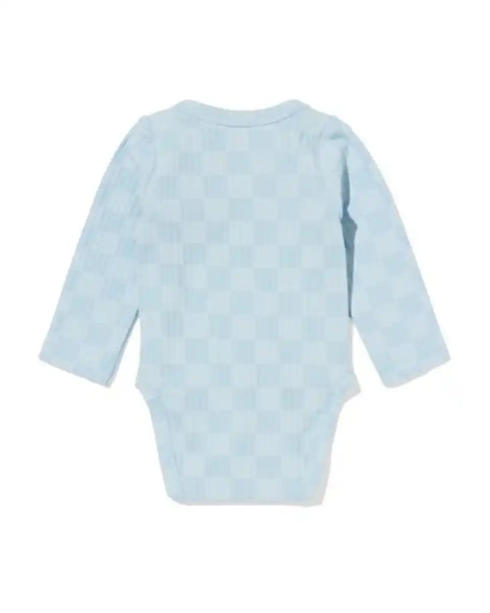 Bild 4 von Mitwachsender Newborn-Wickelstrampler, gerippt, kariert hellblau