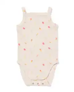 Mitwachsender Baby-Strampler LENZING™ ECOVERO™, gerippt, Eistüten eierschalenfarben