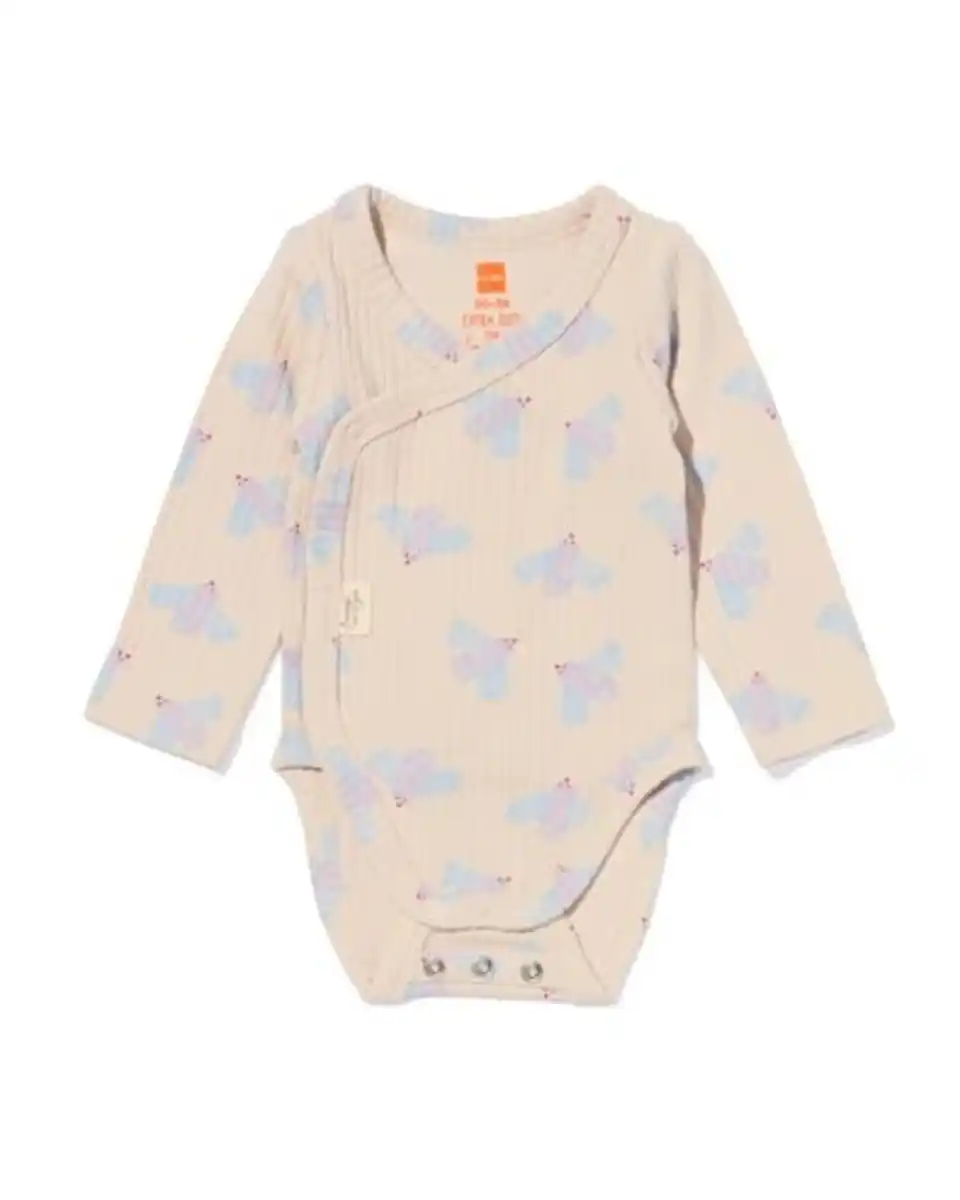 Bild 1 von Mitwachsender Newborn-Wickelstrampler, gerippt, mit Tieren ecru