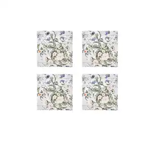 Stoffserviette Blue Flower Garden, Blau, Textil, Blume, 45x45 cm, hochwertige Qualität, Wohntextilien, Tischwäsche, Stoffservietten