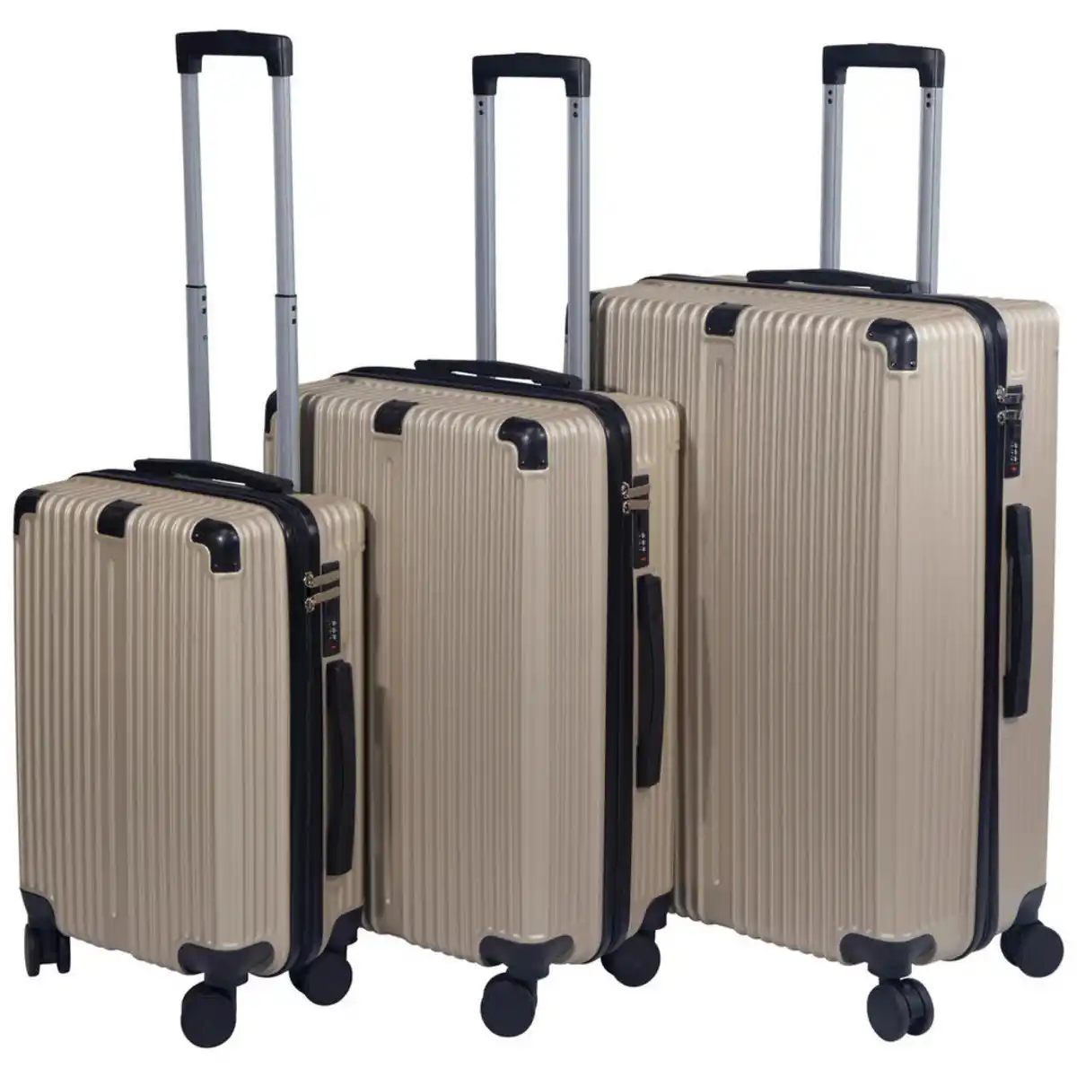 Bild 1 von Novel Reisekofferset, Gold, Metall, Kunststoff, Textil, 3-teilig, höhenverstellbarer Teleskopgriff, 360°-Rollensystem, TSA-Schloss, Tragehenkel, Netzfach, Freizeit, Koffer & Taschen, Reisekoffer-Se
