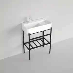 Sanotechnik Waschbecken Delta, Schwarz, Weiß, Metall, Keramik, 60x82x31 cm, Badezimmer, Waschbecken & Armaturen, Waschbecken