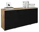 Bild 1 von Sideboard Vera mit LED ca. 150 cm Schwarz/Eiche Wotan, Eiche Wotan, Schwarz Hochglanz