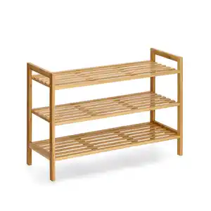 Zeller Present Schuhregal, Natur, Holz, Bambus, 70x50x26 cm, stehend, Garderobe, Schuhaufbewahrung, Schuhregale