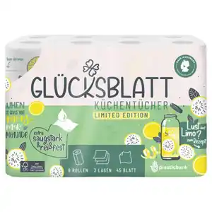 GLÜCKSBLATT Küchenrolle Limited Edition, 8 x 45 Blatt, Lemonade