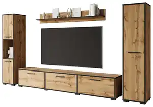 Wohnwand Bogota Eiche Wotan ca. 240x130x31cm, Eiche Wotan