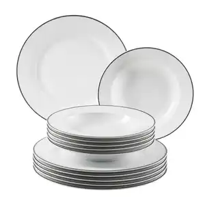 Mäser Tafelservice Nola, Schwarz, Weiß, Keramik, 12-teilig, Essen & Trinken, Geschirr, Geschirr-Sets, Tafelservice