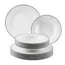 Bild 1 von Mäser Tafelservice Nola, Schwarz, Weiß, Keramik, 12-teilig, Essen & Trinken, Geschirr, Geschirr-Sets, Tafelservice